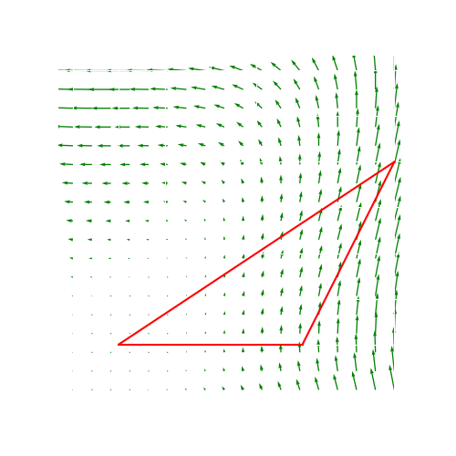 Triangular path in vector field